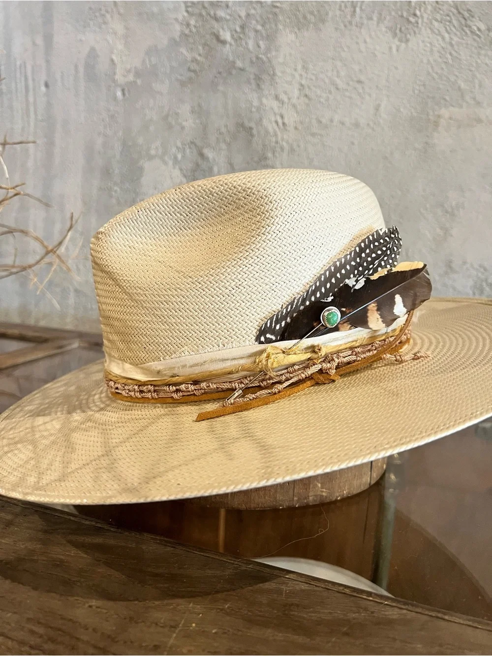 Stetson Juno Sand Straw Hat—custom Mufrais (ATX) styling, like NEW in box, M